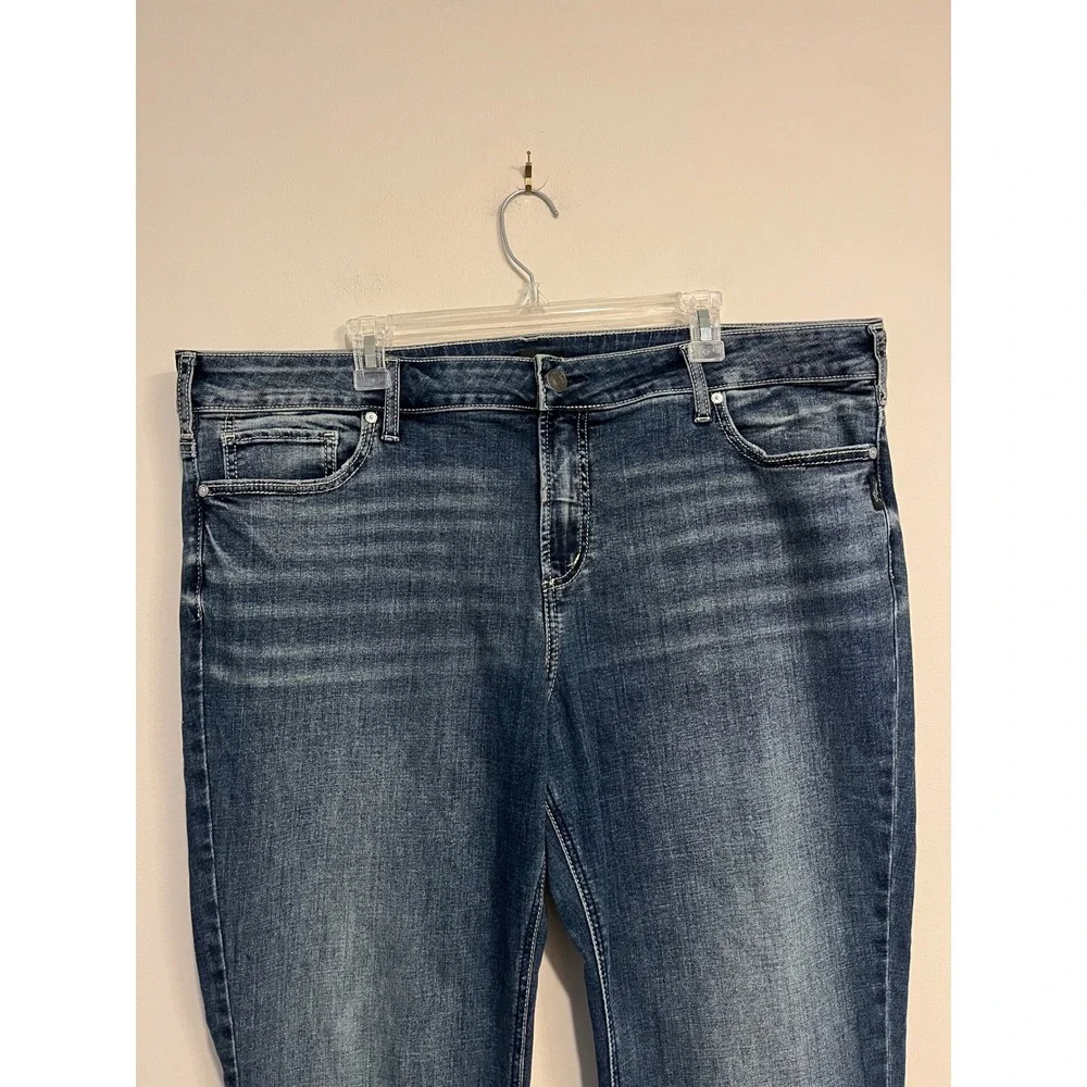 Silver Jeans Elyse Slim Boot Cut Stretch Embroidered Pockets Plus Size 20W x 33
